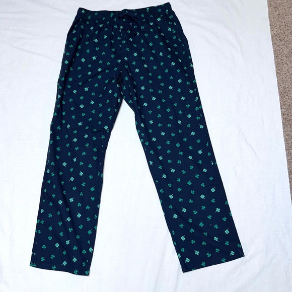 Old Navy Blue Pajama Pants with Green Clover shamrock  Print - Picture 6 of 6